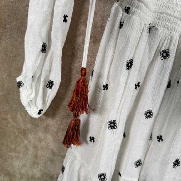 Tularosa Halo Embroidered Tassel Dress | White Boho Mini Revolve | Size XS - Picture 5 of 10